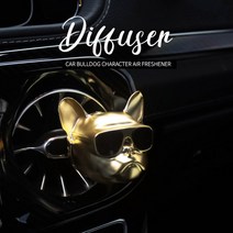 프리미엄 불독 캐릭터 송풍구 석고 메탈 무광 차량용 자동차 방향제 디퓨저, 석고불독방향제NO03