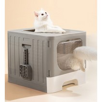 고양이화장실 배변훈련 화장실냄새 리터락커 에어씰 배변 고양이, 접이식 꼭지 고양이 모래대야 스카이블루