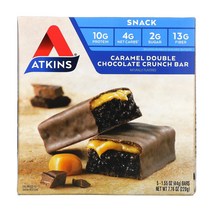 Atkins 스낵 캐러멜 더블 초콜릿 크런치 바 바 5개 각 44g155oz