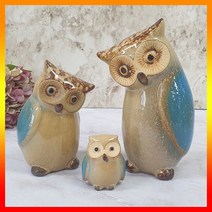 공예품 도자기장식 도자기 부엉이 가족 장식품 블루, 상세페이지 참조