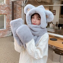 리버폭스 여성 이쁜 머플러 목도리 모자 장갑 3p 풀세트 구성