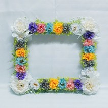 조화 화이트장미 별꽃 미니 리스 수목장 비석 꾸미기, 혼합색상