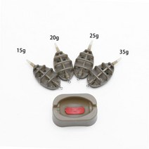 인라인 방법 잉어 낚시 피더 4 급지 장치 15 / 20 / 25 / 35g 30 / 40 / 50 / 60g 금형 세트, 15-35g.