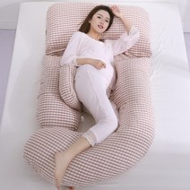 임산부 용 베개 허리 보호대 옆 수면 다기능 U 자형 배 리프트 임신 중 옆 누운 용품, 은밀한 격자