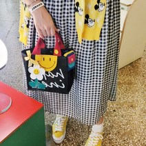 드레스날다 마코마키정품 스마일 반달 미니 캔버스백(acc415)