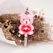 아이러브 곰돌이초 파티 케이크 특이한 이쁜 예쁜 초, 핑크