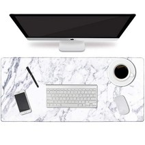 HAOCOO 확장 마우스 패드 대형 게이밍 마우스 패드 80 x 39cm(31.5 x 15.7인치) 책상 패드 키보드 패드 XXL 책상 매트 대형 노트북 프로텍터 컴, A White Marble_35.4 × 15.7