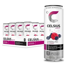 CELSIUS 스파클링 와일드 베리 피트니스 음료 무설탕 12oz. 슬림 캔 12팩와일드베리, [01] 12 Fl Oz(1팩), [02] 스파클링 트로피컬 바이브