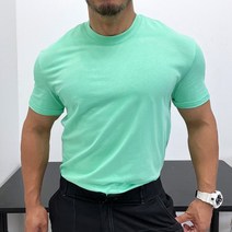 짐웨어 헬스복 머슬핏 코튼 원단 슬림핏 반팔 티셔츠 근육질 머슬 슬림넥