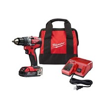 Milwaukee 2801-21P M18 18볼트 리튬 이온 컴팩트 브러시리스 무선 1.3cm 드릴/드라이버 키트