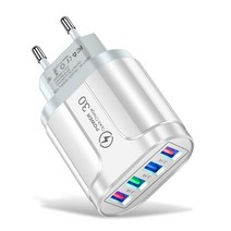 고속 충전기 무선 3.1A 4 포트 USB 여행 충전기 QC 3.0 벽 아이폰 13 12 삼성 Xiaomi 모바일 플러그 어댑터, 04 White for EU