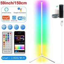 거실스탠드조명 활장스탠드 거실 dimmable 코너 플로어 램프 150cm 스탠드 tuya 스마트 rgb led 무드 라이트 침실 북유럽 홈 장식 식물등스탠드 인테리어스탠드조명, usb-wi-fi 150cm-wh, 컨트롤러가 있는 rgb