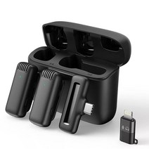 ELSECHO 유튜브 촬영용 무선 듀얼 마이크 세트, C타입+C타입 to 라이트닝 젠더