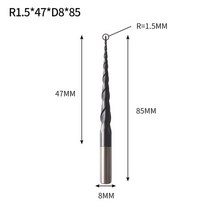 트리머비트 모따기 트리머비트세트 목공공구 vack router bits tapered ball nose end mill tungsten solid carbide cnc ball, R1.5X47XD8X85L