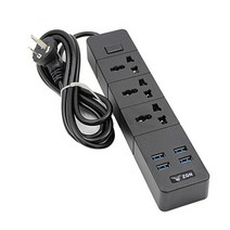 고전력 산업용 기관용스위치가있는 범용 전원 스트립 홈 전기 소켓 확장 3 콘센트 4USB 포트 EU 미국 CN 영, 02 미국, 01 white