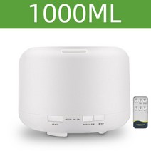 고성능 500ML 1000ML 가습기 에센셜 오일 디퓨저 아로마 초음파 쿨 안개 메이커 집 오토차 오피스 무소음 LED 라이트, [01] Eu, [02] White 1000ml