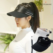 까스텔바작 여성 골프 리본 보석 넓은챙 썬캡 모자, 색상 : CW703 블랙 썬캡