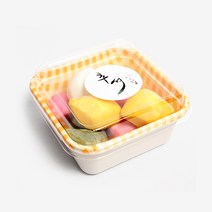 피크닉앤패키지 추석송편떡포장용기 어린이집선물포장답례품, 러브체크정사각노랑2개