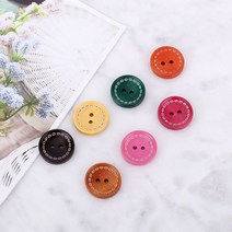 짱패브릭 NEW-20mm컬러스티치우드단추, 머스타드옐로우