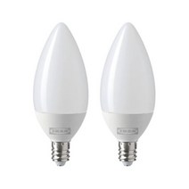 이케아 RYET 뤼에트 LED 전구 E14 250 루멘2개세트/조명, 샹들리에 오팔 화이트_104.387.36
