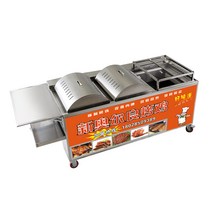양꼬치구이기계 회전식화로 바베큐 그릴 닭꼬치, 팬이 있는 4열 가스 수동