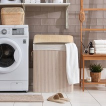 [한빛카페트]내츄럴무드 대나무 햄퍼 클립형 빨래바구니 특대형, 상세설명 참조, 그레이