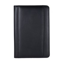 노트커버 공책 A5 PU 가죽 휴대용 비즈니스 포트폴리오 Padfolio 폴더 문서 케이스 명함 홀더 메모 패드, 01 Black