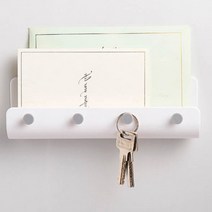 현관 마스크 열쇠고리 걸이 부착식 4구 차키걸이 선반 거치대, 그레이