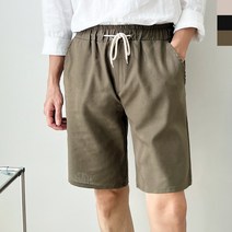 남성 5부슬랙스 허리밴딩팬츠 린넨 반바지