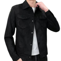 남성 캐주얼 데일리 하프 숏 자켓 스웨이드 블랙 봄 가을