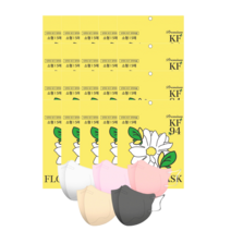 KF94 마스크 새부리형 플로라 컬러마스크 100매, 20개, 컬러혼합5종(소형), 5매입