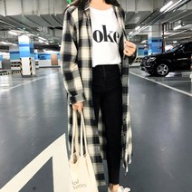 올파인 캐주얼 체크 롱 셔츠남방