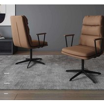 서재용 의자 CEO 대표님 중역의자 고급 인조가죽 좌석, 베이지 고정의자