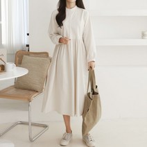 바닐라 원피스)차이나넥 단추장식 봄신상 롱원피스 롱기장 루즈핏 박시 베이지 핑크색 네이비 곤색