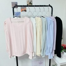 여자 스윗하트 카라넥 얇은긴팔 파스텔 블라우스