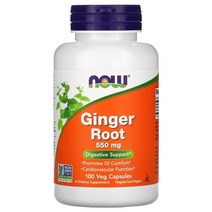 NOW Foods 나우푸드 생강뿌리 550mg 100정 베지캡슐 Ginger Root 진저루트 진저롯 스테아르산, 1개, 기본