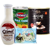 팥빙수재료 패밀리C 세트 빙수팥 후루츠칵테일 빙수떡 연유, 1세트
