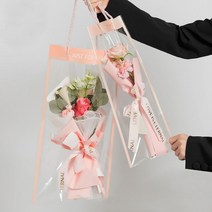꽃포장 꽃다발 투명가방 특이하고 예쁜 꽃선물 플라워팩 S/M/L, 플라워팩 L_핑크