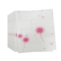 접착식파벽돌 10pcs 거품 3D 벽 스티커 모방 패턴 벽지 거실 침실 TV 방수 자체 접착, 12 Dandelion  38x35cm, 12 Dandelion  38x35cm