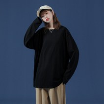 중성 봄 롱 티셔츠 200g 남녀 긴팔 레깅스 루즈핏 순면