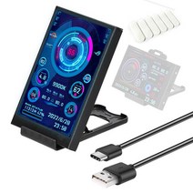 세로모니터 휴대용모니터 세로모니터 휴대용모니터 듀얼 USB c타입 LCD 모니터 CPU GPU RAM HDD DIY 보조, 01 Black Combo 1