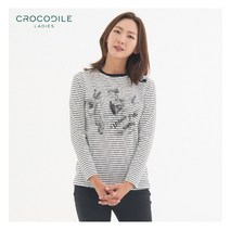 올리비아하슬러 크로커다일레이디 캐쥬얼 스트라이프 라운드 티셔츠_CLBFTS206