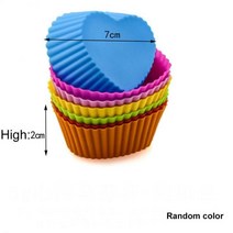 머핀컵 일회용 실리콘 사각 은박 유산지 7캐비티 실리콘 케이크 몰드 에어 프라이어 머핀 팬 전자 레인지, 10 10 Random color_01 1pc