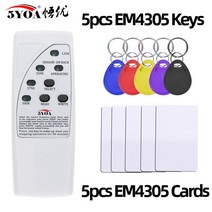 전자키 복사기 스티커 4주파수 Rfid 카드 리더 라이터 125KHz 복사기 ID 태그 프로그래머 표시기 EM4305, 01 with 5 Keys 5 Cards