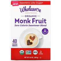 Wholesome Organic Monk Fruit 40 Individual Packets 5.6 oz (160 g)