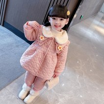 아짱 키즈여아 깔깔이상하세트 등하원룩 겨울패딩상하세트 러블리누빔상하세트