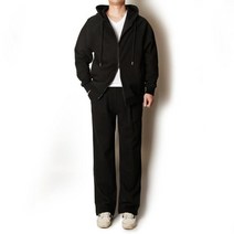 추리닝 와이드 팬츠 검정색 후드집업세트 편한 운동복