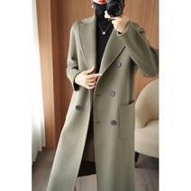 양면 캐시미어 코트 여성 중 롱 더블 버클 단색 캐시미어 두꺼운 모직 코트 가을겨울 신상품