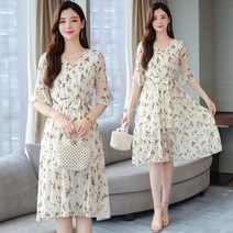 로즈드림 2020 봄 여름 여성 꽃무늬 V넥 쉬폰 원피스 WS