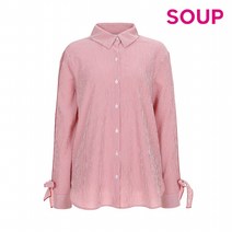 [숲(SOUP)] 리본 슬리브 스트라이프 셔츠(SV9LSTB)